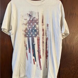 Apt. 9 Cream Graphic Tee with Flag Design